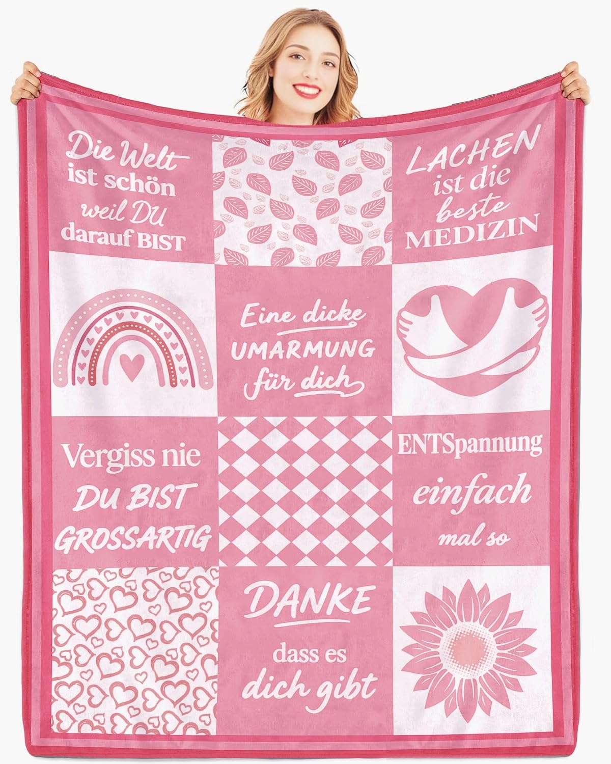 PJLJC Geschenke für Freundin Kuscheldecke 150 x 200cm - Umarmung Decke für Frauen, Geschenk für Beste Freundin Schwester Kollegin Mutter Tochter die Lieben - zum Geburtstag Valentinstag Weihnachten