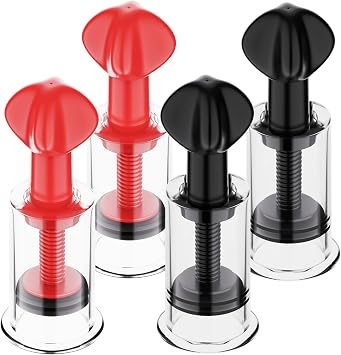 Jesakmie 2 Pair Big Size Red Nipple Correctors for Breastfeeding Women Monther, Nipple Puller Vacuum Suction Cupping Device Nipple Suckers for Flat and Inverted Nipples BigBlack BigRed