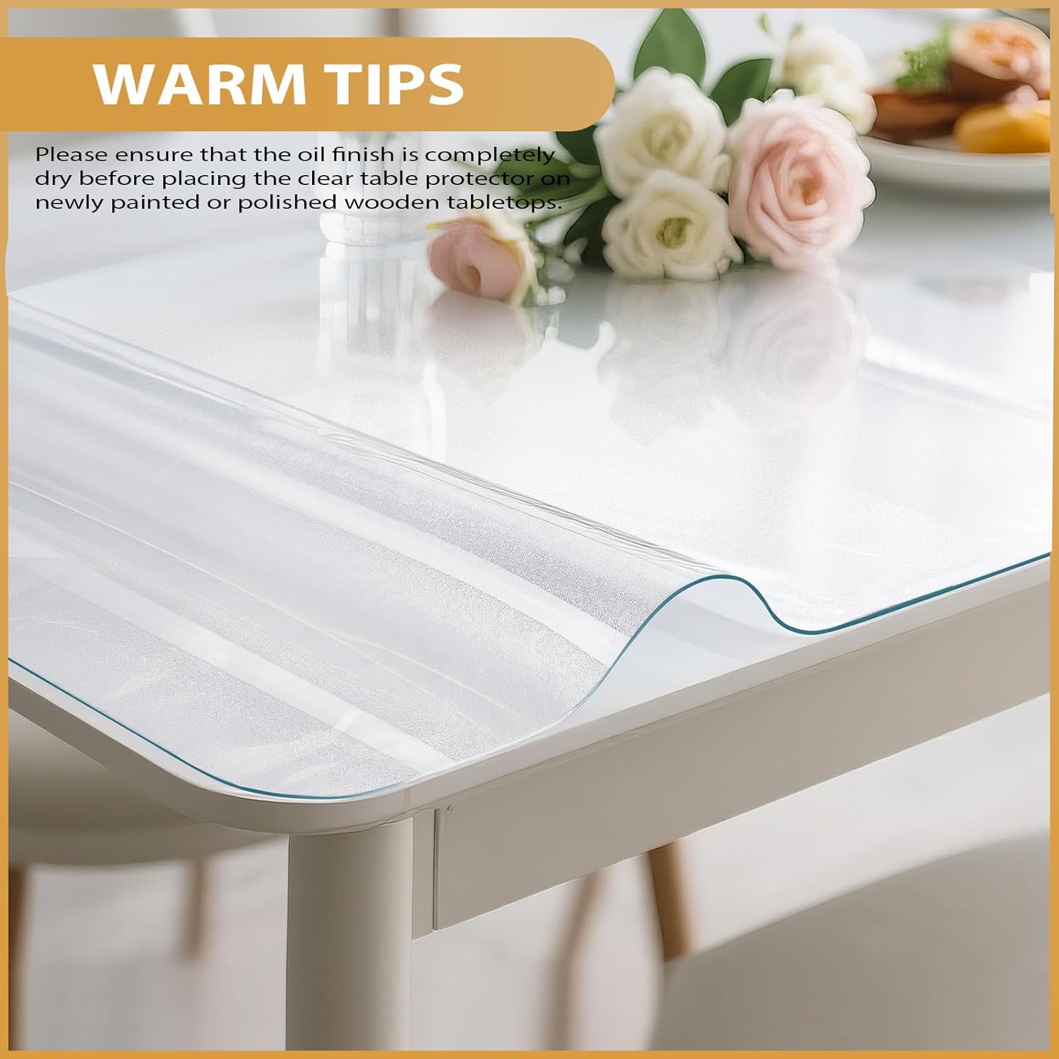 Frosted Table Protector 40 x 80 Inch, 1.4mm Thick Waterproof PVC Plastic Table Cover, Durable Table Pad for Dining Room, Kitchen, Writing Desk, and Coffee Tables