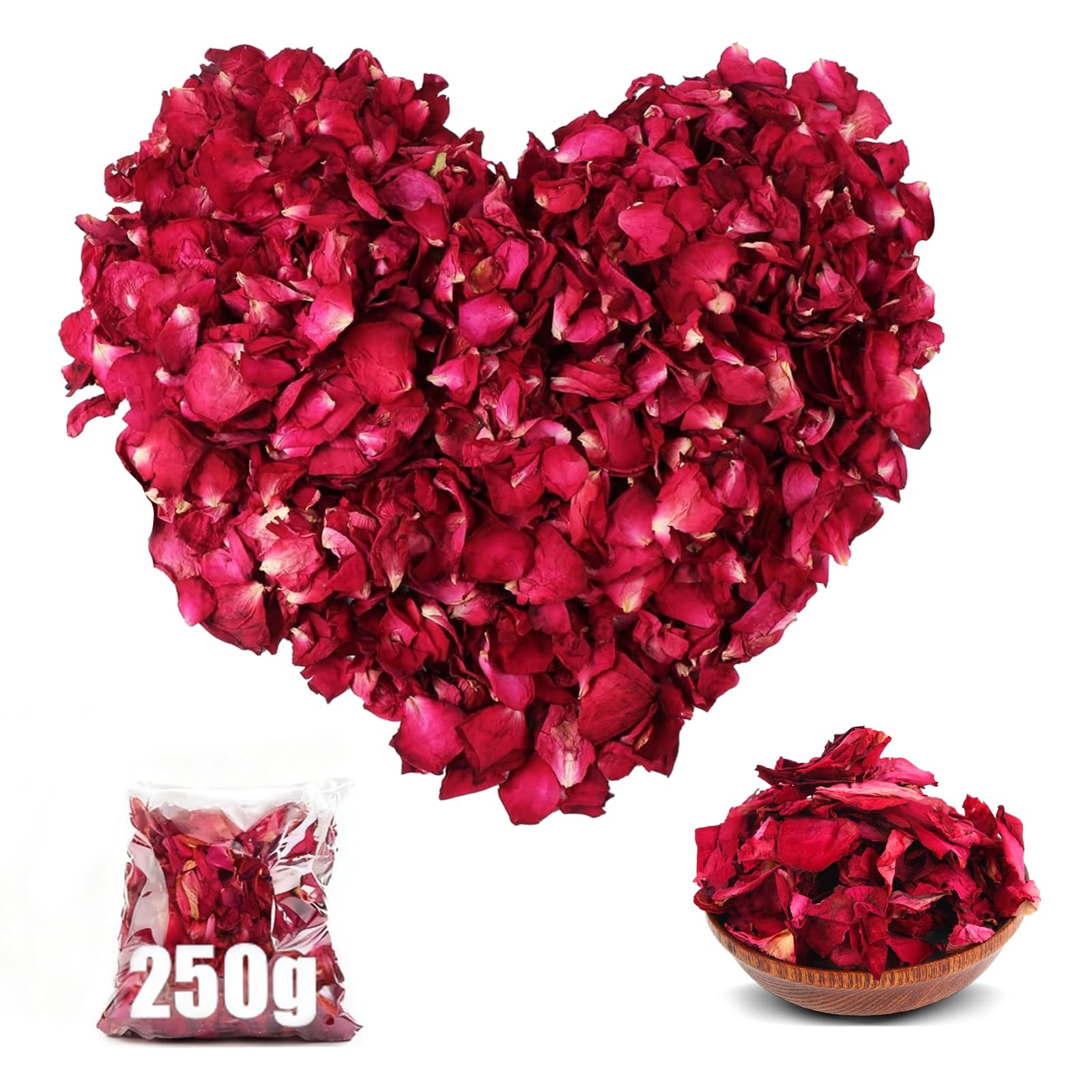 Biodegradable Confetti, 250g Wedding Confetti Biodegradable Dried Rose Petals Dried Rose Petals Flowers for Bath Wedding Confetti Party