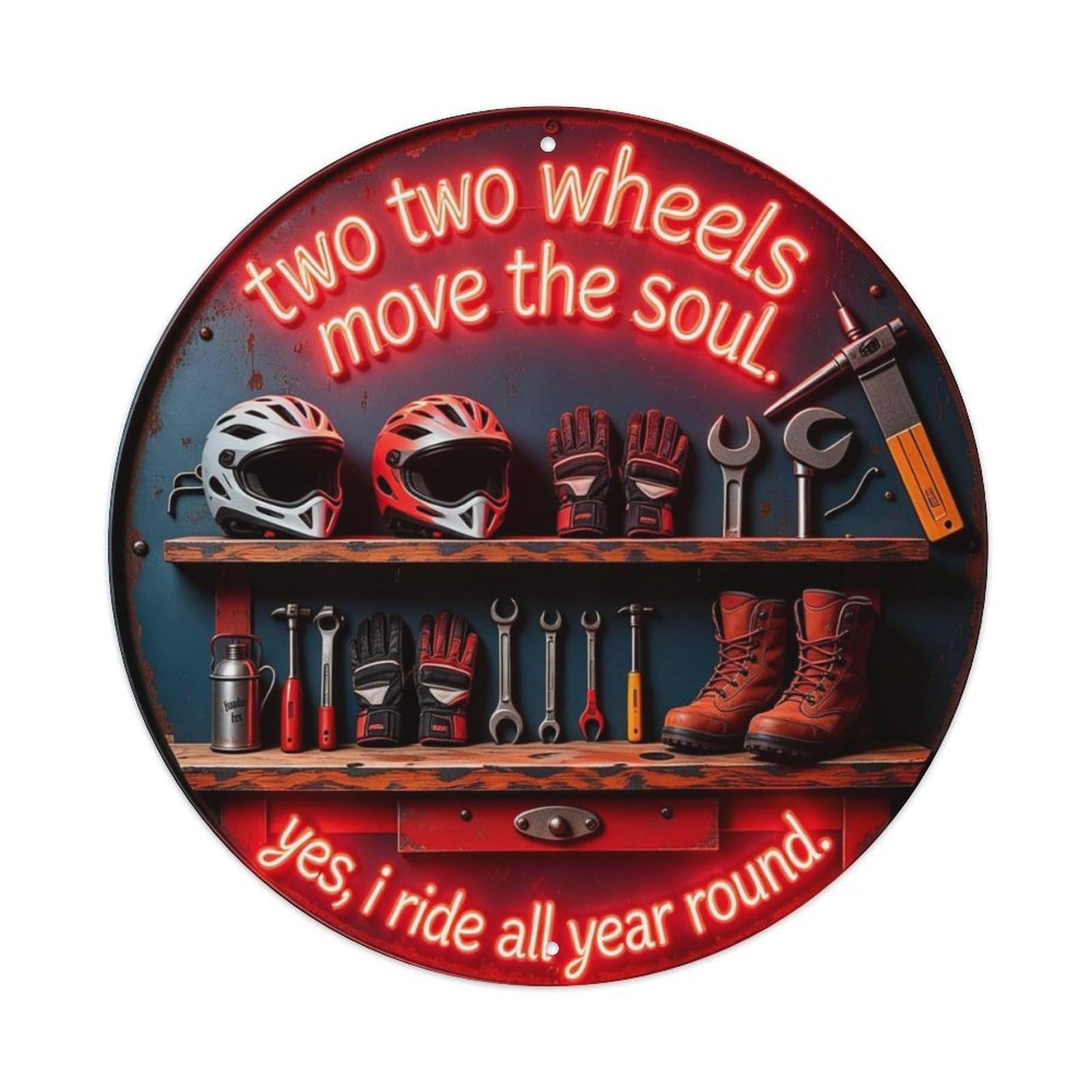 Retro Neon Motorcycle Metal Tin Sign Plaque