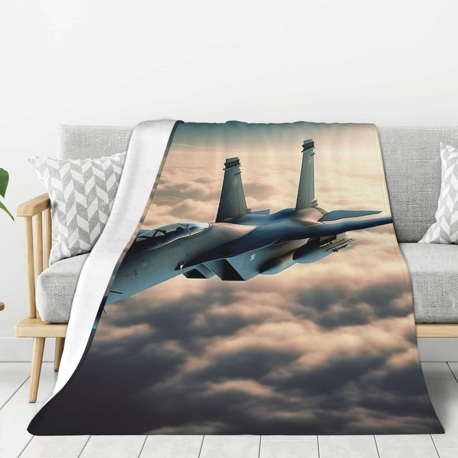 Aircraft Fighter Jets Throw Blanket Plush Flannel Fleece Blanket, Soft Lightweight Cozy Blankets 60"X50" for Bed Couch Sofa Travel