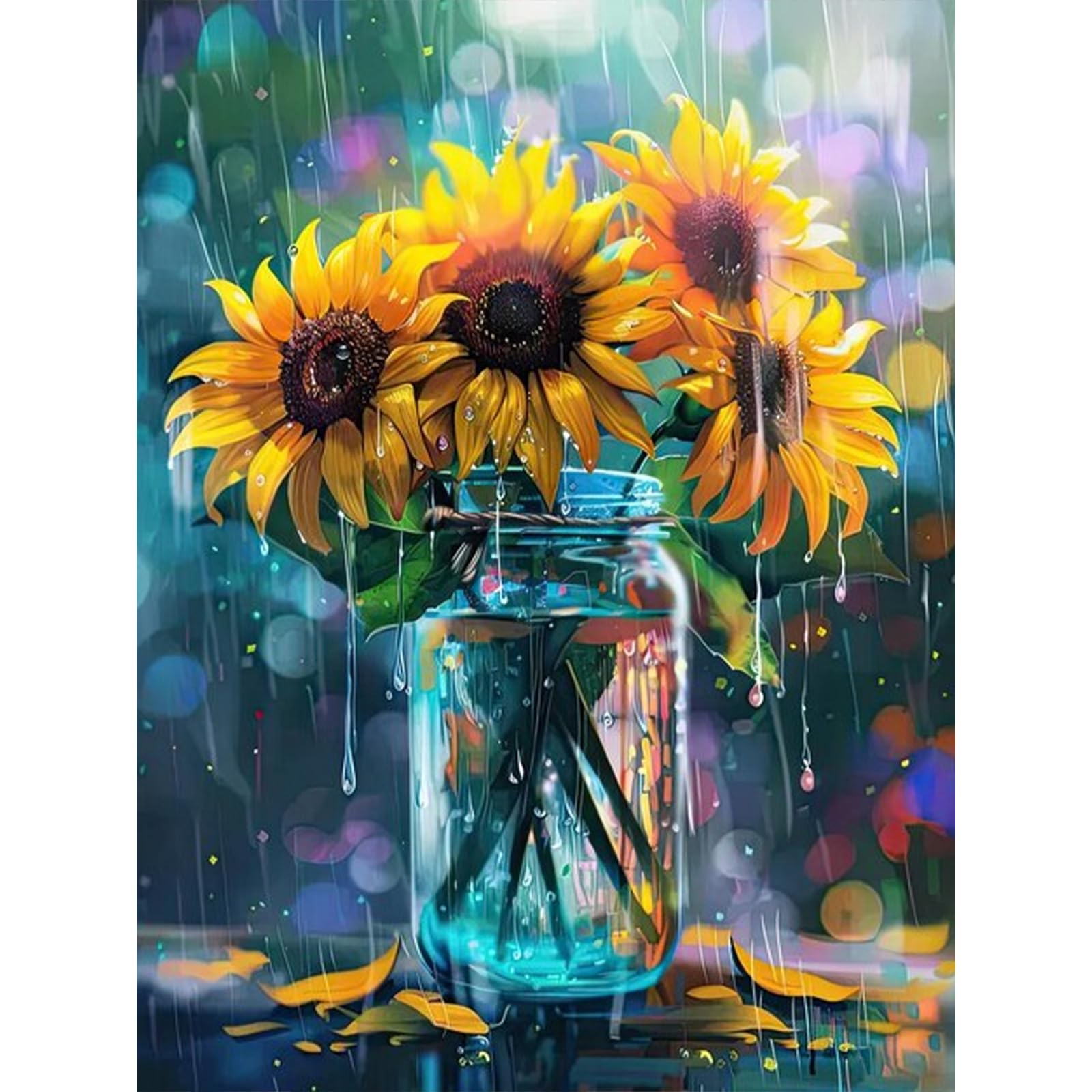 Gemartmall Sonnenblume Malen Nach Zahlen Erwachsene-Blume Malen Nach Zahlen für Erwachsene,Anlage Acrylfarbe Malen Nach Zahlen Erwachsene Set zur Geschenk und Heimdekoration (30x40cm)