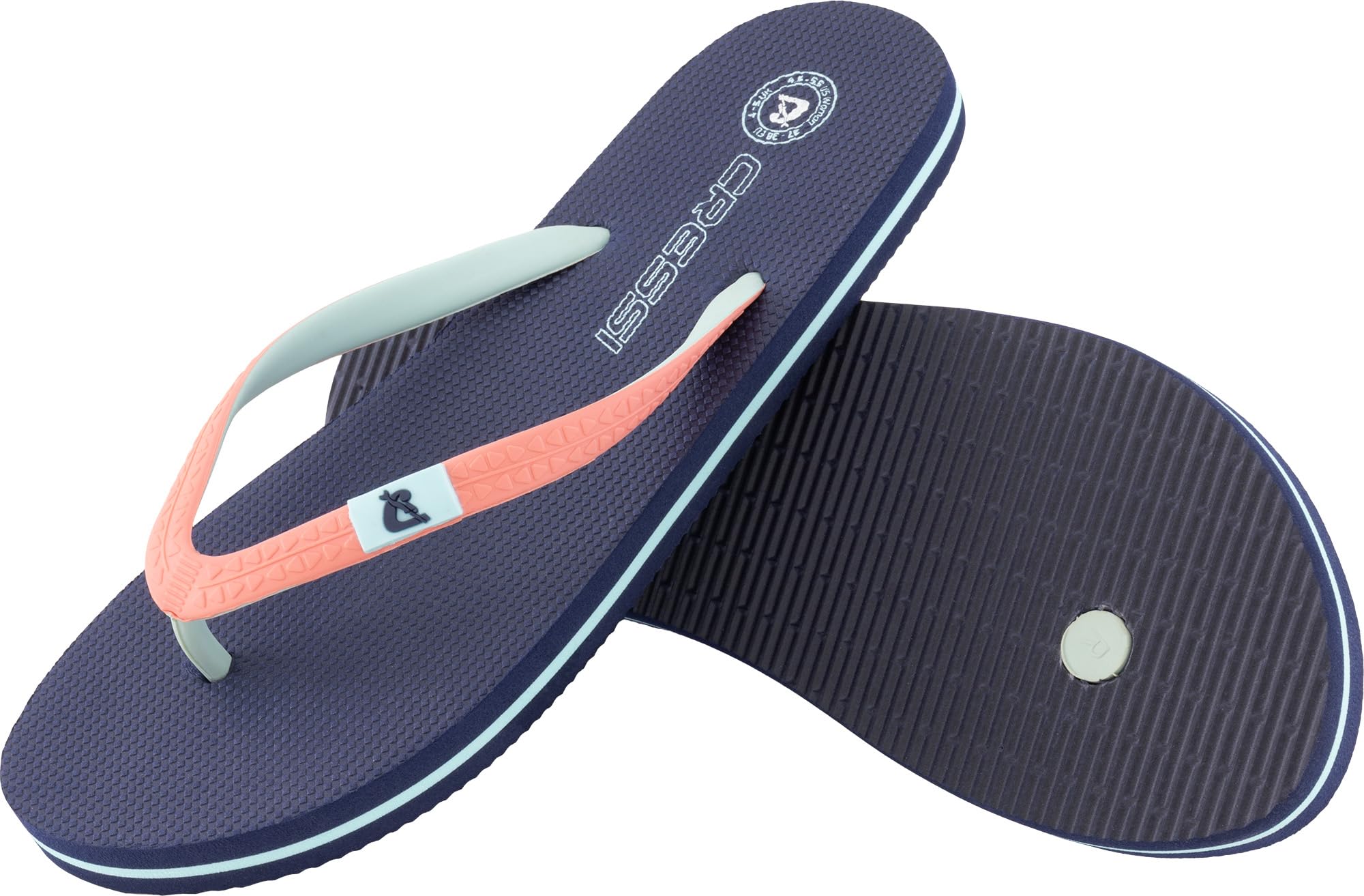 CRESSI since 1946 - St Tropez Flip Flops - Perfect for Beach, Sea, Pool, Gym, Leisure, Quick Drying, Soft Shock Absorbing, Non Slip, Navy/Pink - 39/40 EU