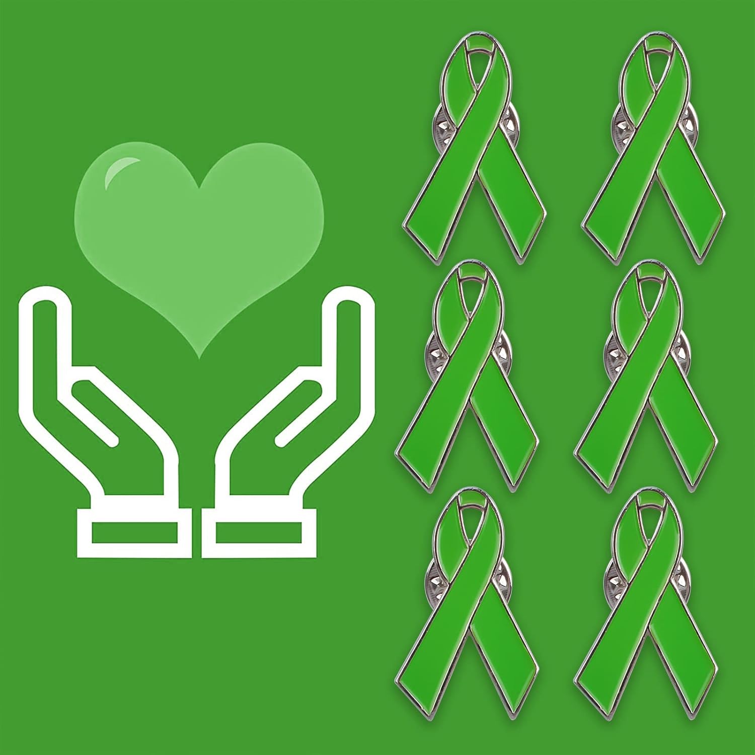 WANDIC Metal Ribbon Pins, Silver Back Ribbon Brooches Cancer Awareness Lapel Pins Hope Pins Enamel Jewelry Pins for Men Women Ladies (Lime Green, 50 pcs) - Image 6