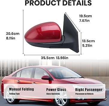 Right Passenger Side Mirror Compatible with Chevrolet Chevy Cruze 2011-2015