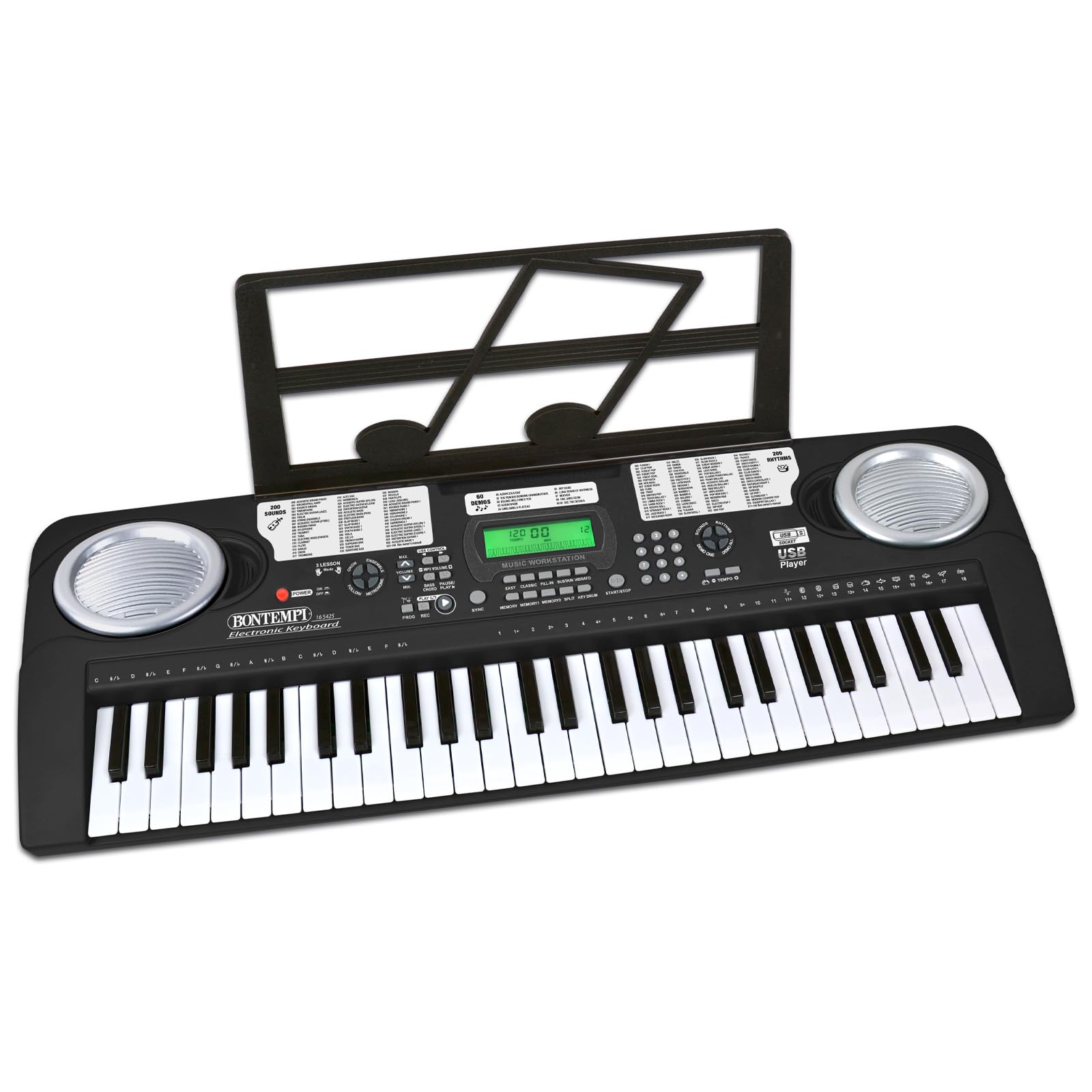 Bontempi | HarmonyLegs - Tastiera Digitale a 54 Tasti con Gambe, Connessione USB e adattatore di rete per un'Armonia Completa, 690x220x700 mm