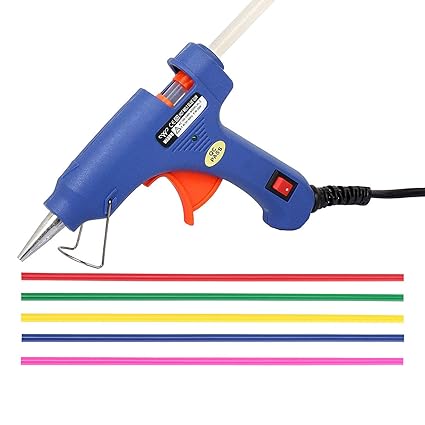 W WADRO 20W 20 WATT Gun (ON Off Switch and LED Indicator) with 5 Fluorescent Colored Sticks (7MM) (Blue)
