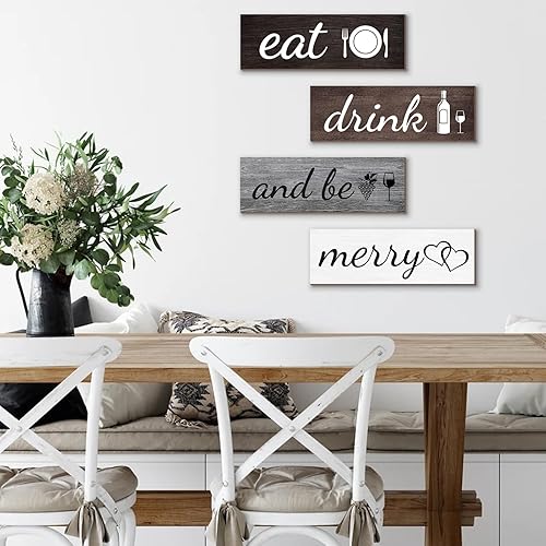 Miniatura 7 de Joyhawk 4 piezas de decoración y accesorios rústicos de cocina, decoración de pared de cocina de granja, letreros de cocina para decoración de pared