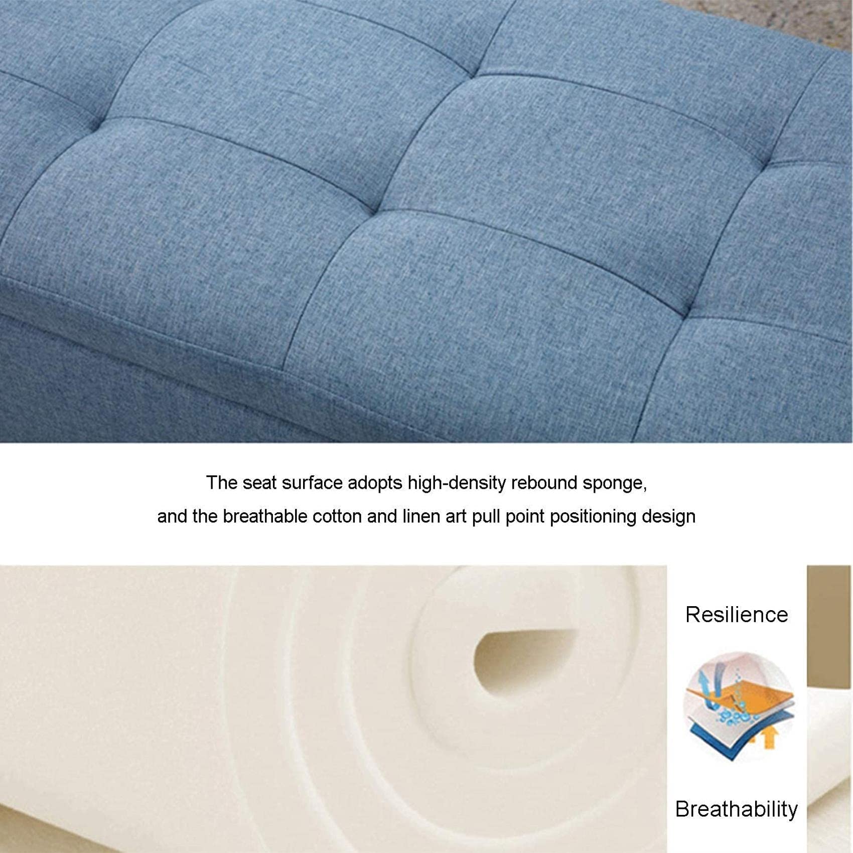 Banco otomano de Tela con Tapa abatible, Caja de Almacenamiento de 31 Pulgadas para Zapatos, Elegante Taburete de sofá con reposapiés Acolchado para Sala de Estar.