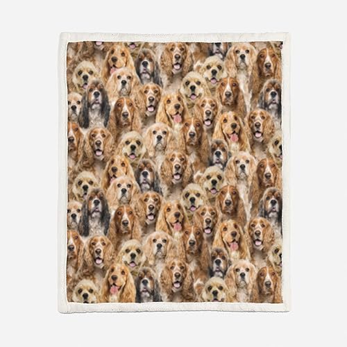 Miniatura 8 de AILONEN Manta de perro Cocker Spaniel para niños y adultos, con estampado de cachorros, bonita manta de felpa de doble cara, tela de lana de