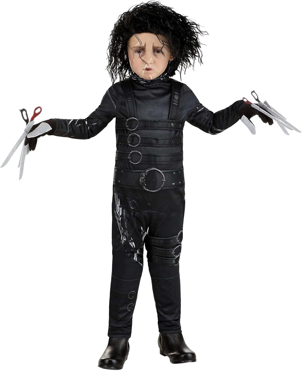 Toddler Edward Scissorhands Halloween Costume, Jumpsuit With Gloves And Felt Scissor Blades For Fingers