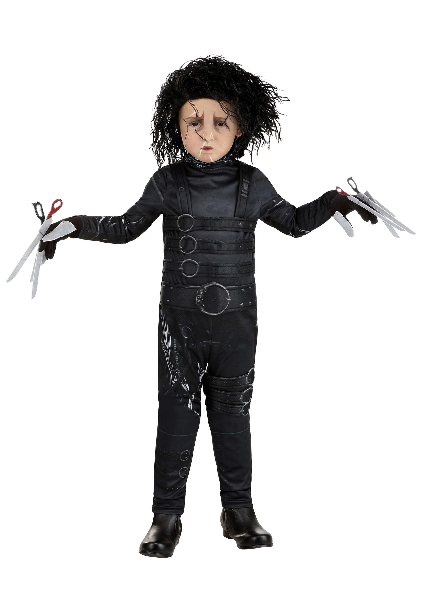 Fun Costumes Toddler Edward Scissorhands Halloween Costume, Jumpsuit With Gloves And Felt Scissor Blades For Fingers