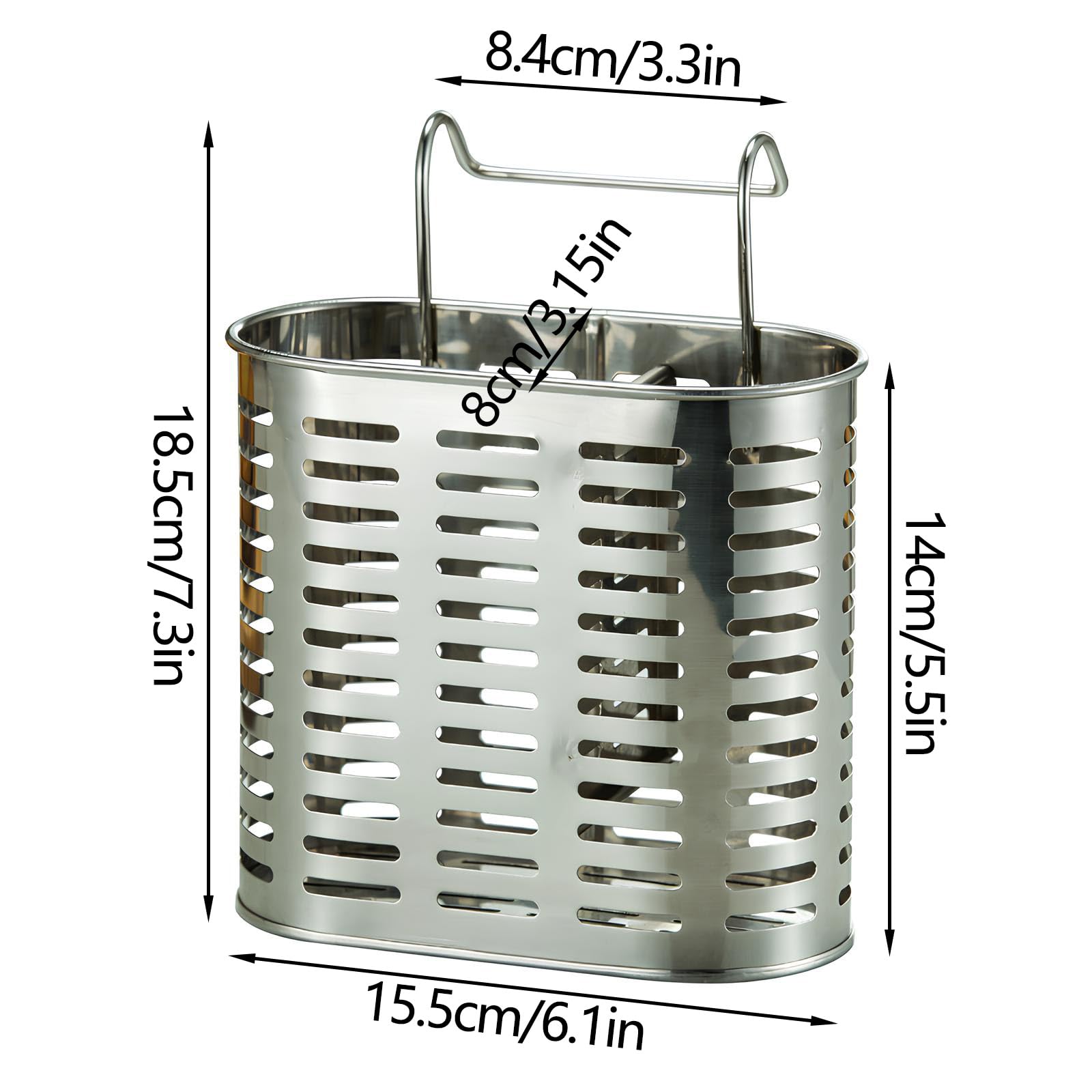 Portaposate Scolaposate da Cucina in Acciaio Inox, Appendibile, per Organizzare i Piani di Lavoro della Cucina, Riporre Coltelli, Forchette e Cucchiai