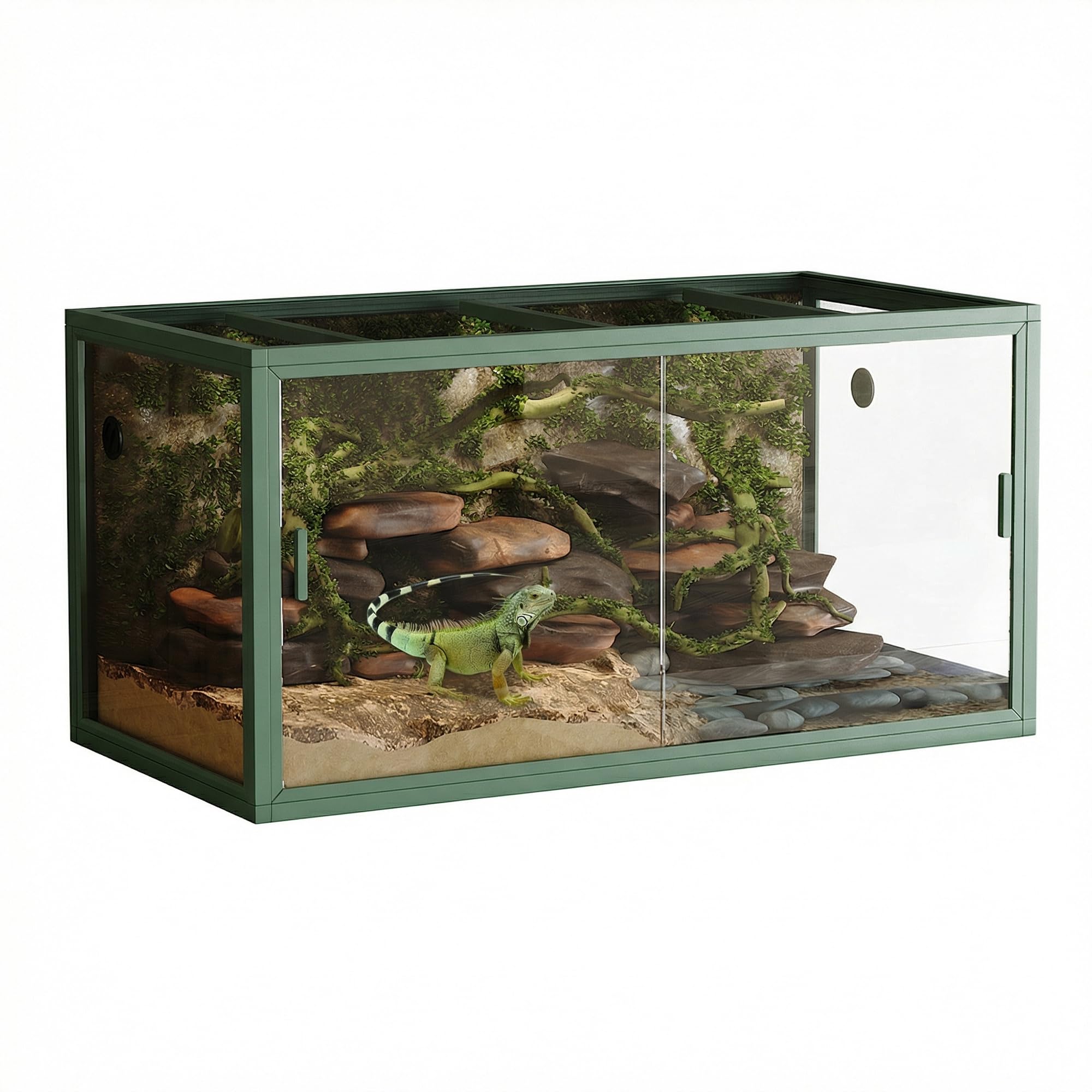 Garvee 120 gal Reptile Terrarium 4x2x2 ft, Bearded Dragon Tank Snake Enclosure with Sliding Glass Doors, Heavy Duty Screen Ventilation Top for Bearded Dragons, Ball Python, Geckos, Lizards Black, Black, 48