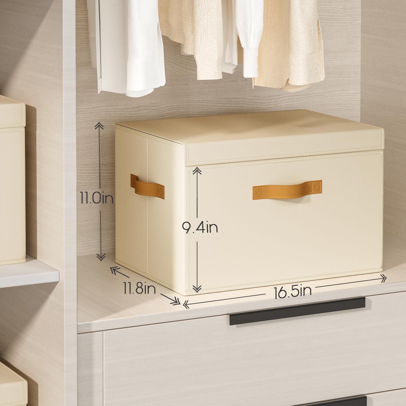 Homsorout Große Aufbewahrungsboxen mit Deckel – Stoff-Aufbewahrungsboxen mit Frontöffnung, Klapp-Schrank-Organizer mit Griffen, faltbare Boxen mit Deckel, dekorativer Korb für Zuhause, Wohnheim