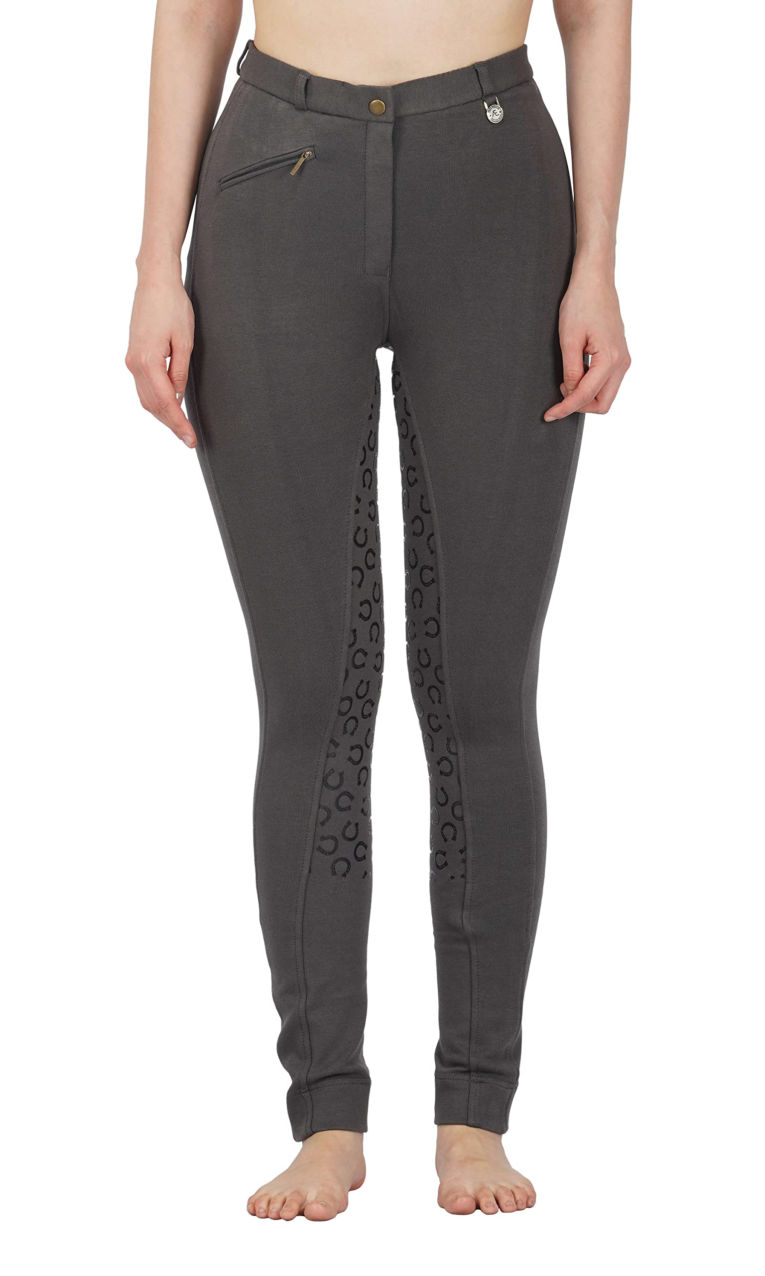 Women's Cotton/Lycra Soft Stretchy Silicon Jodhpurs JODS with Zip Pocket Ladies Knee Patch Equestrian Pants Full Seat 4 Way Stretch Jodhpurs Pant
