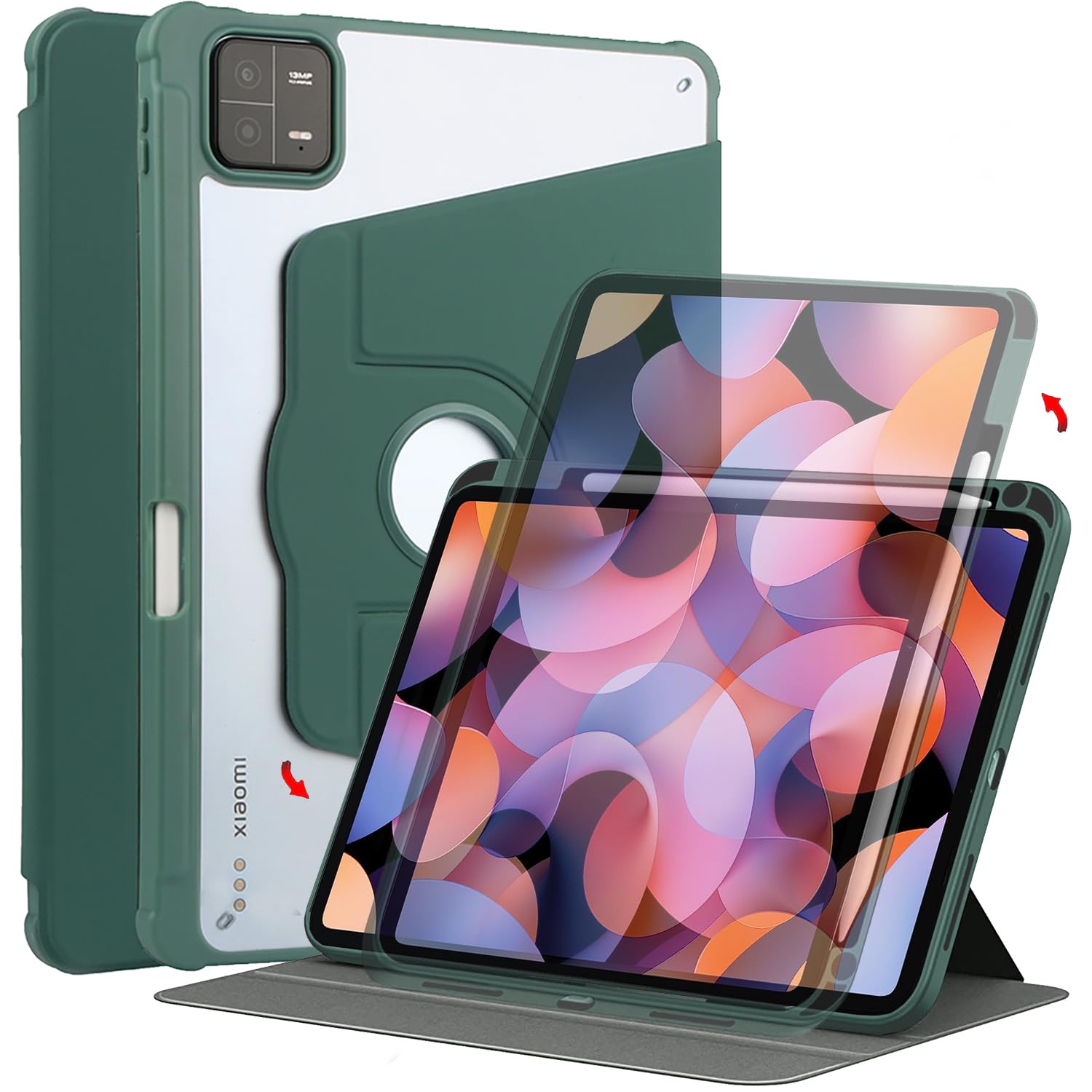 ProElite Cover for Xiaomi Mi Pad 6 Cover Case, 360 Degree Rotatable Smart Flip Case Cover for Xiaomi Mi Pad 6 11 inch Transparent Back with Pen Holder, Dark Green (B0CHS7G39V) Amazon Price History, Amazon Price Tracker
