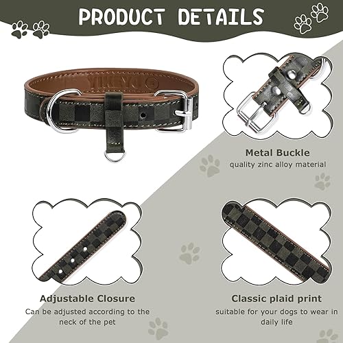 Miniatura 5 de Collar de perro para perros pequeños, medianos y grandes, collares para mascotas, hembras y niños, collar de piel sintética con estampado a cuadros,