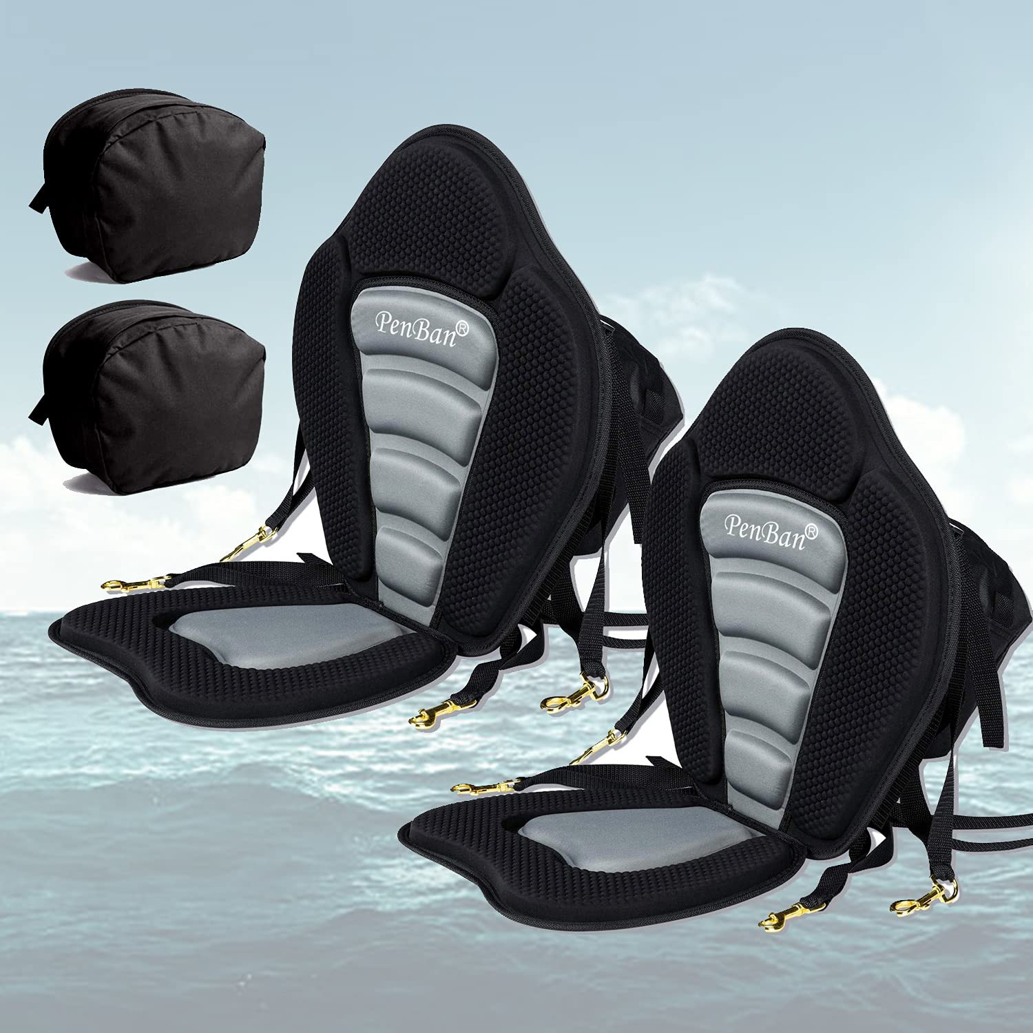 penban Universal Deluxe Kayak Seat,Fishing Boat Seat with Storage Bag