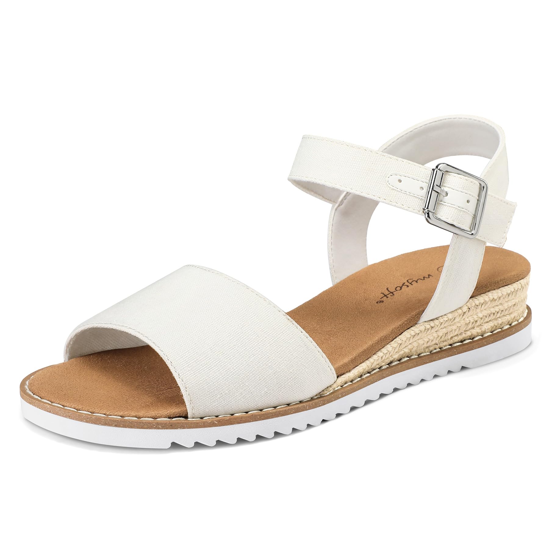 mysoft Women's Comfortable Wedge Sandals Casual Espadrilles Ankle Strap Open Toe Walking Summer Shoes