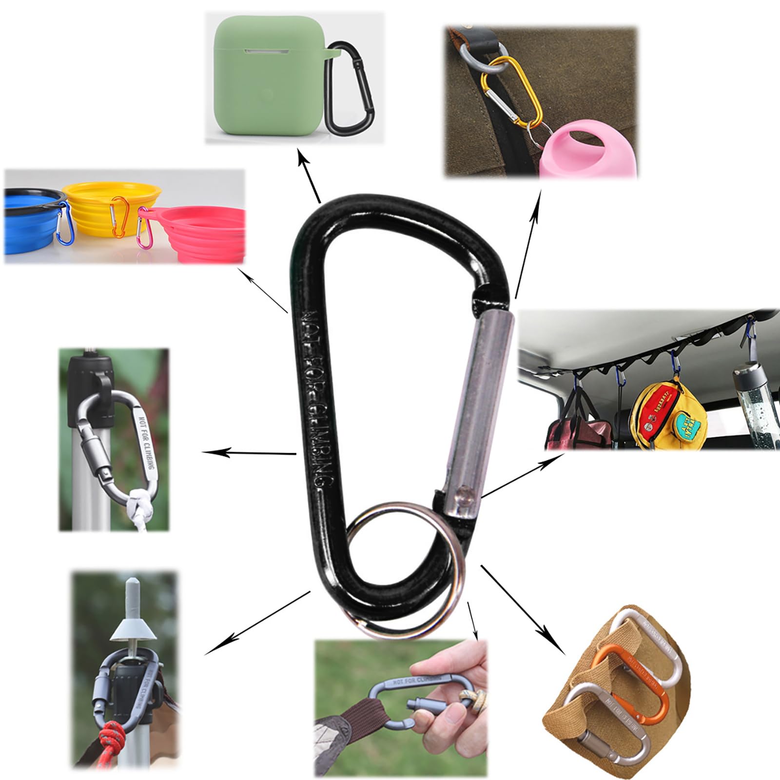 Carabiner Keychains Set Multipurpose Locking Hook Light Weight Strong Karabiner for Outdoor Activity