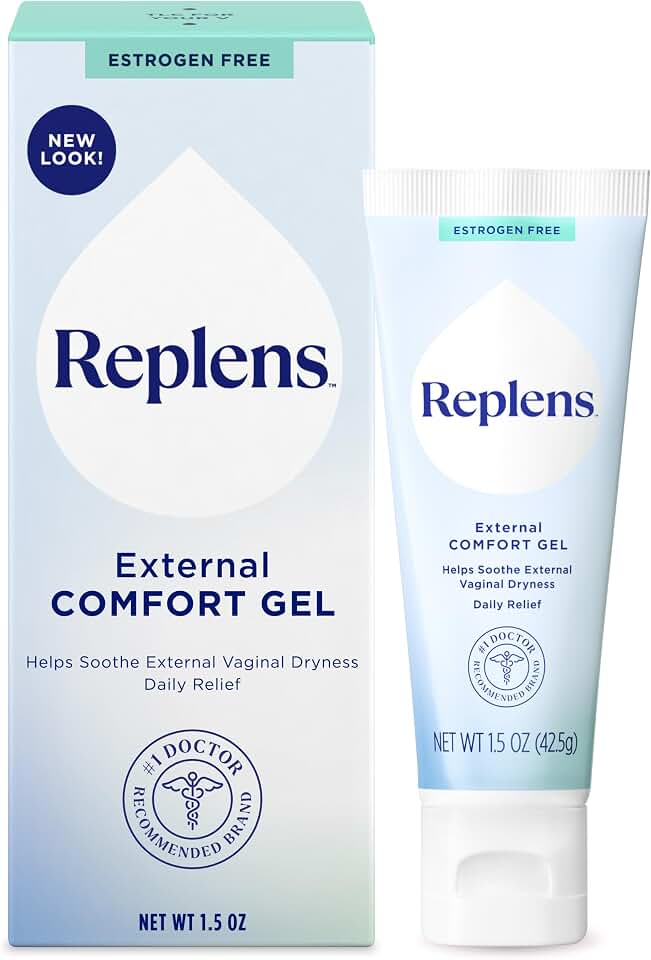 Replens External Comfort Gel for Vaginal Dryness, Fragrance Free Daily Comfort Gel, Hormone-Free, 1.5 oz