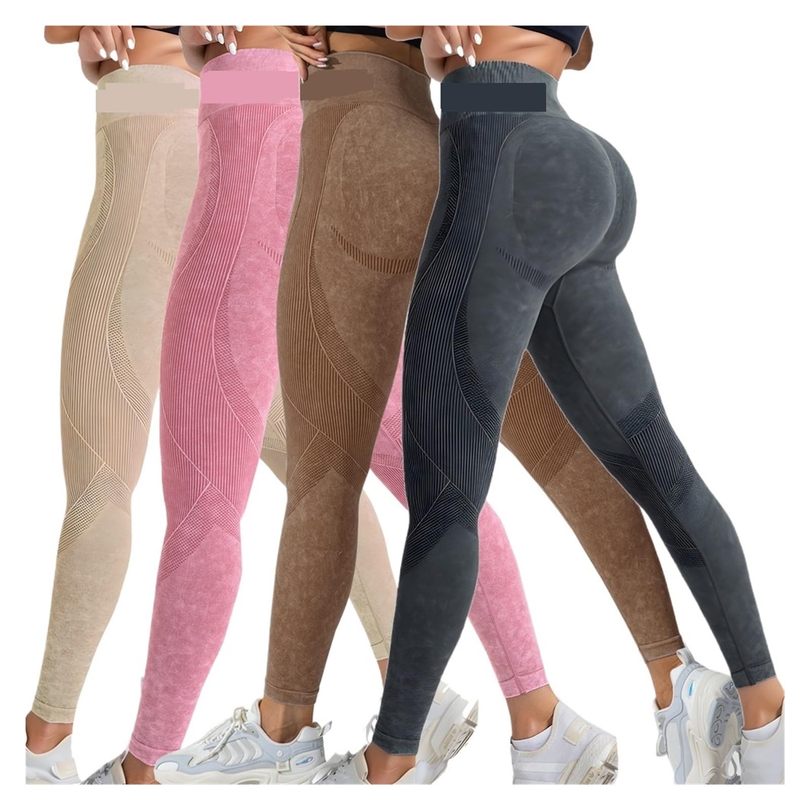 Leggins Mujer Push Up Leggings de Yoga elásticos Cintura Alta for Mujer, sin Costuras y con realce glúteos, Paquete 2