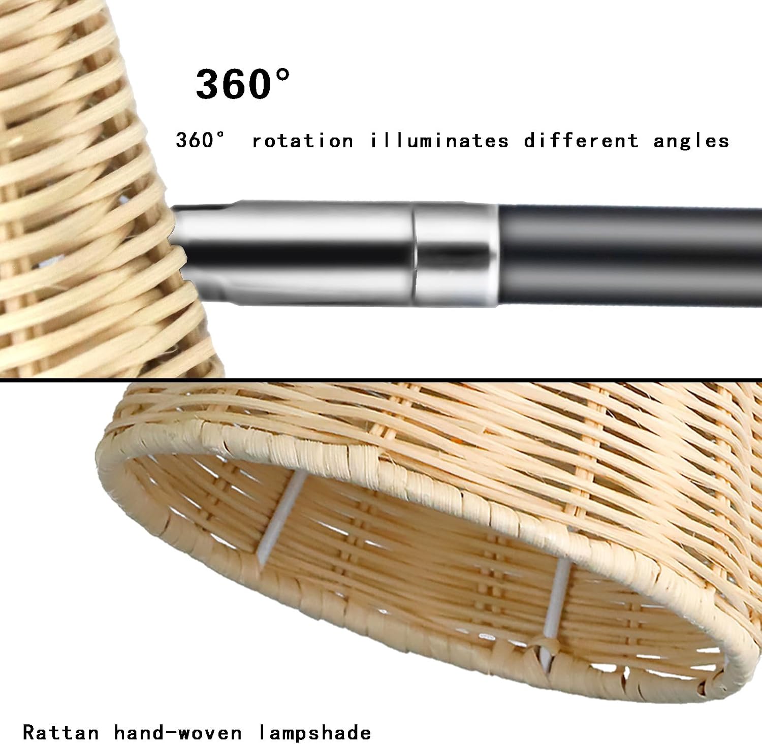 Nordic Light Luxury Woven Bamboo Wall Mounted Light for Bedroom Coastal Boho Rattan Wall Sconce Adjustable Wicker Light Rustic Wall Lamp for Kids Bedside Living Room Hallway Vanity Light