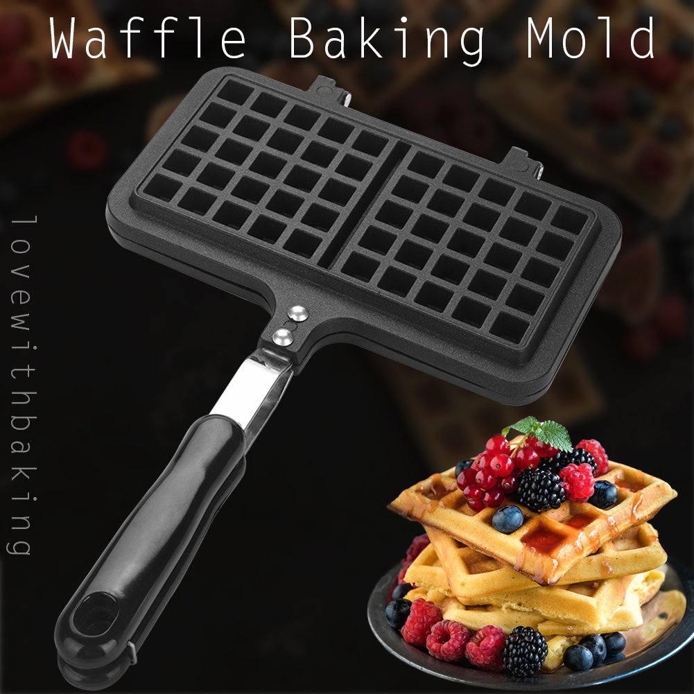 Stove Top Waffle Iron, Aluminium Dual Waffle Maker Bubble Waffle Maker