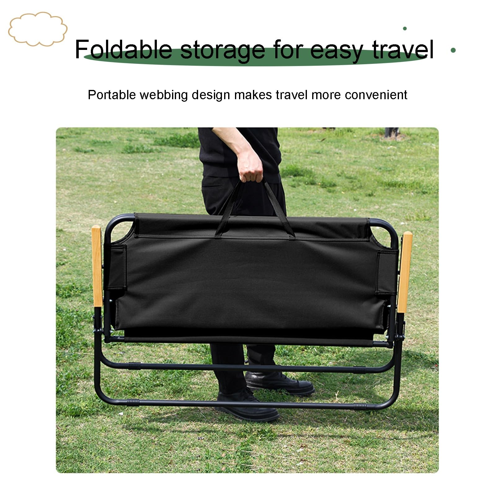 Chaise pliante portable pour le camping et la pêche, légère et confortable avec sangle réglable pour les événements en plein air et les réunions de famille