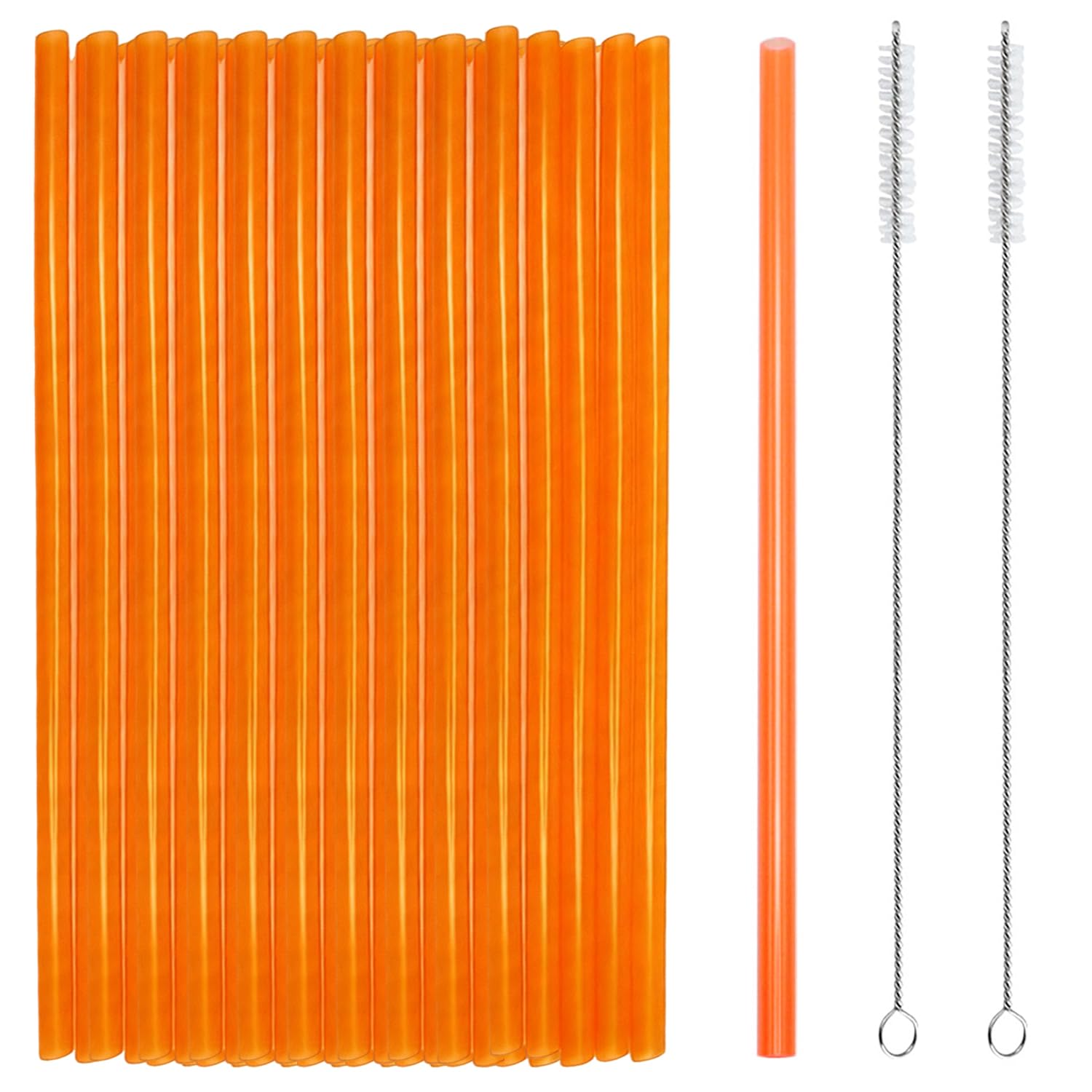 iJiGui Reusable Hard Plastic Drinking Straws 50 Pack, Orange