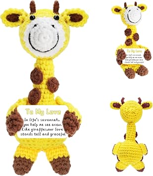 Hoedia Handmade Giraffe Crochet Stuffed Animal Gifts for Women and Men Birthday Retirement Christmas Anniversary Thank You Appreciation Present for Mom/Teacher/Friend/Him/Her