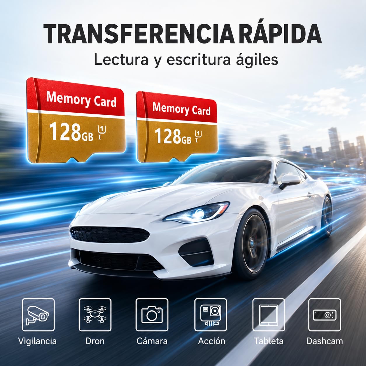 2 Pack Tarjeta TF 128GB Tarjeta de Memoria de Alta Velocidad Memory Card para Cámaras, Smartphones, Cámara de Tablero, Tabletas