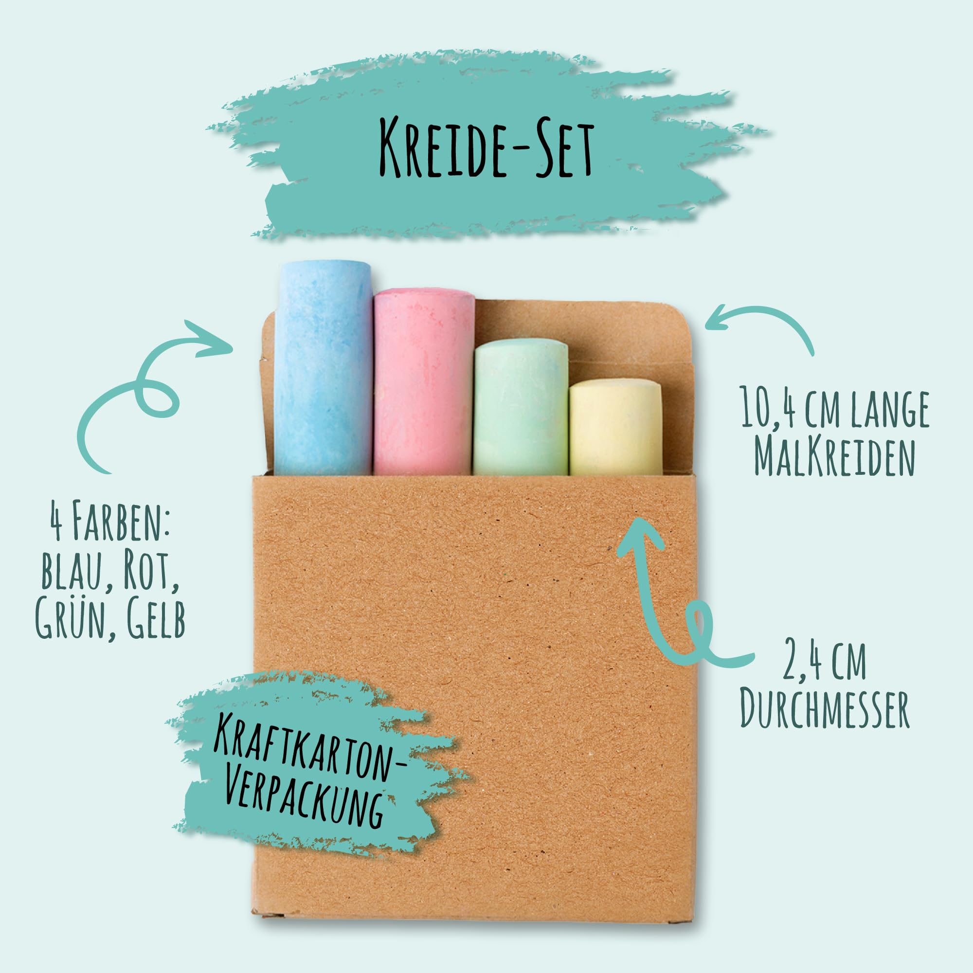 8 paquetes de tizas de 4 colores, tiza de colores para pintar, tiza callejera, tiza para niños, ideal para cumpleaños infantiles, comienzo escolar y bodas, no tóxico y lavable