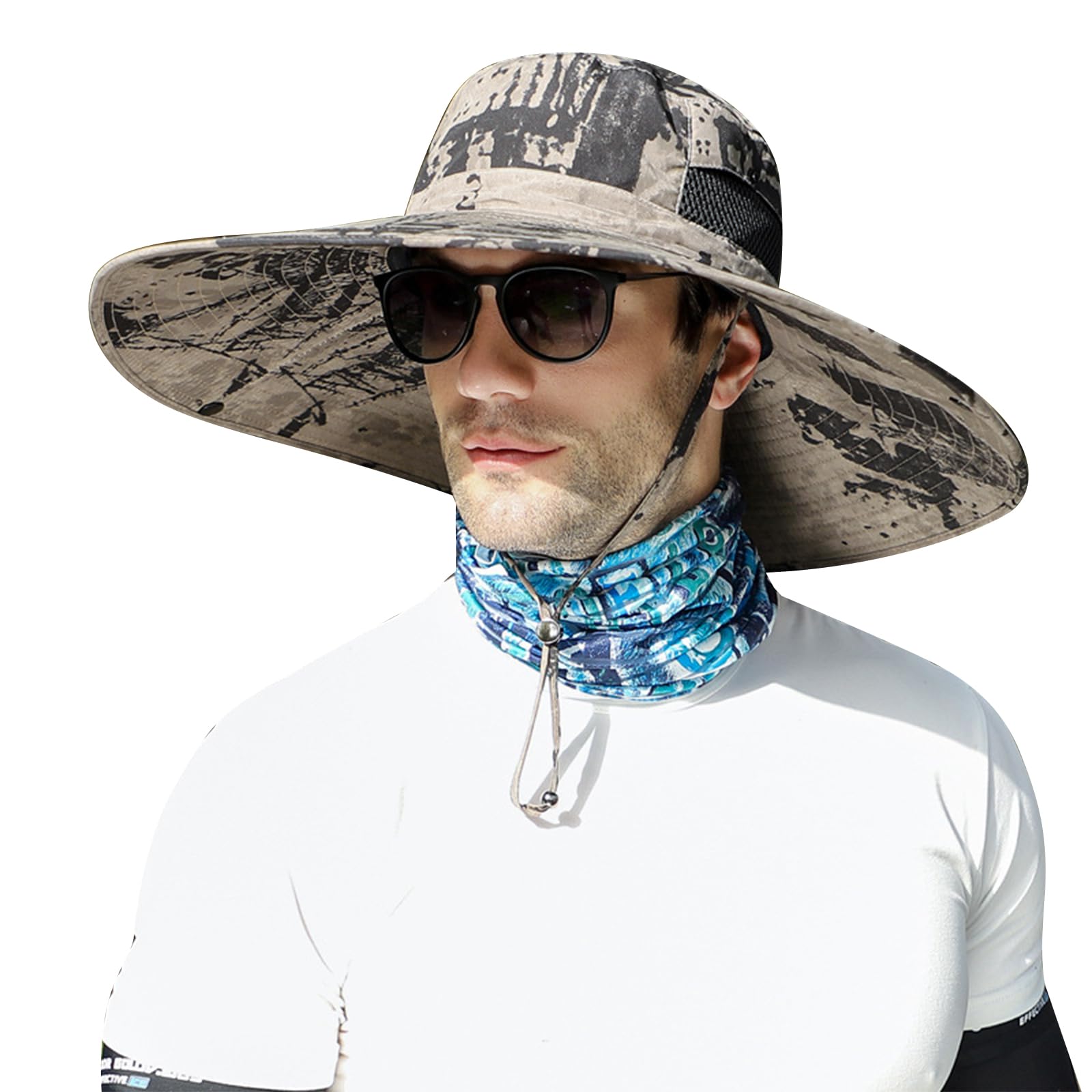 ALANGDUO - Large Head and Super Wide Brim Sun Hats for Men, Size XXL, Great Fishing Hat for Safari, Gardening, Hiking, 7 1/2-8