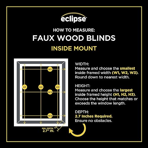 Miniatura 8 de Eclipse Persianas de madera sintética, 20 pulgadas de ancho x 48 pulgadas de largo, color blanco, persianas inalámbricas, certificadas como seguras