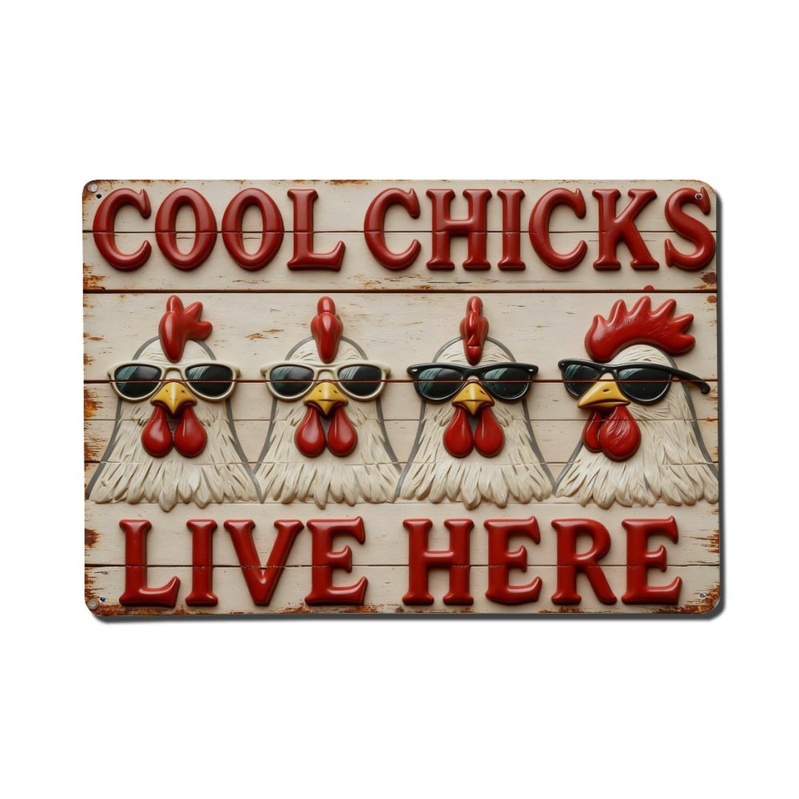 Iageret Vintage Cool Chicks Live Here Metal Tin Sign Retro Wall Decor, Bar Garage Cafe Kitchen Home Wall Art Poster Decoration 8X12inches