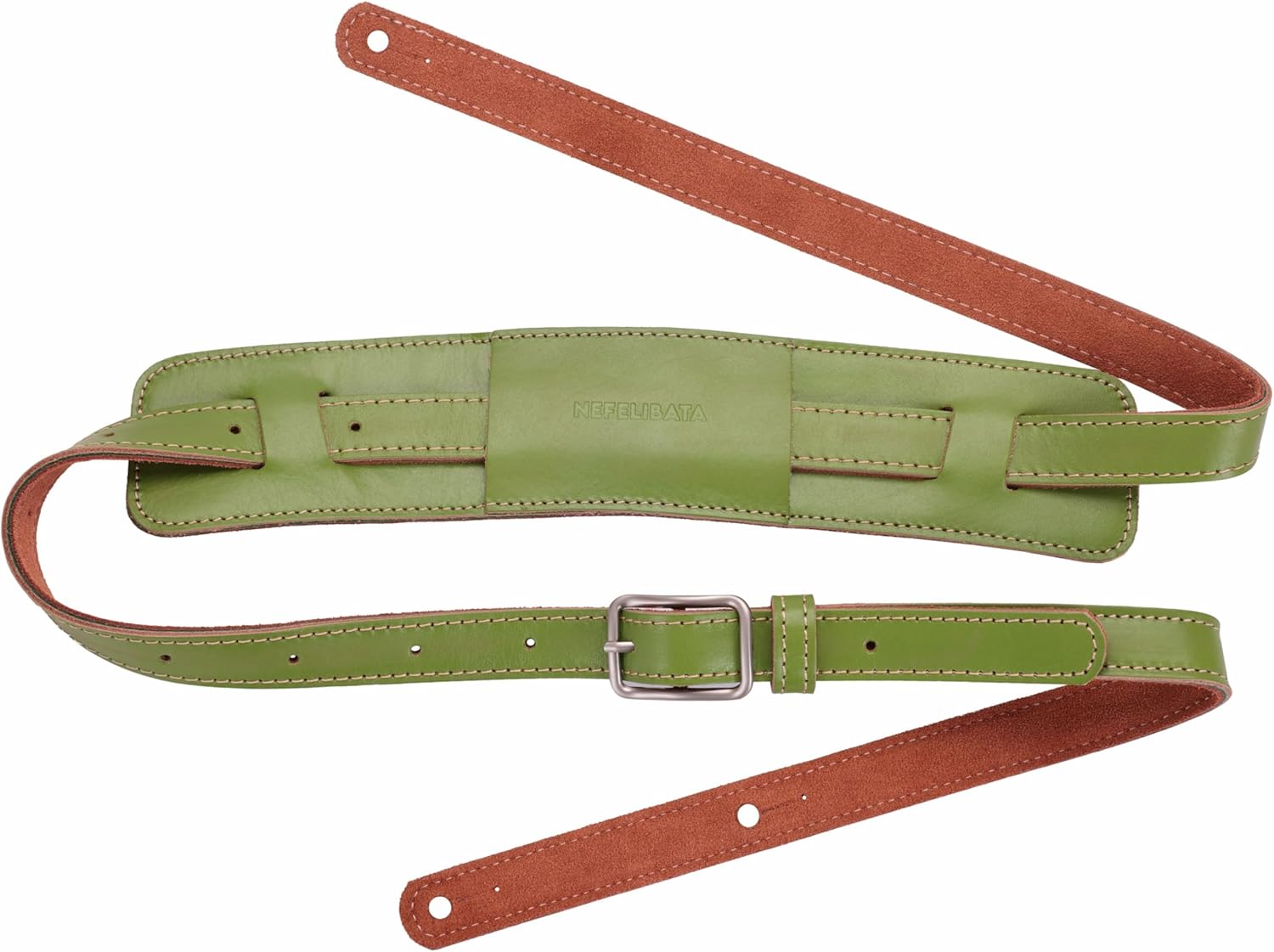 Nefelibata Banjo Strap, 2.6" Wide Double Layer Full Grain Cowhide Leather Guitar Strap Adjustable Replacement