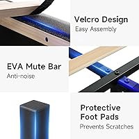 Vista 52 de koorlian Base de cama Queen con cabecero, base de cama tapizada ajustable con puertos tipo C y USB, cabecera de almacenamiento con respaldo de ala