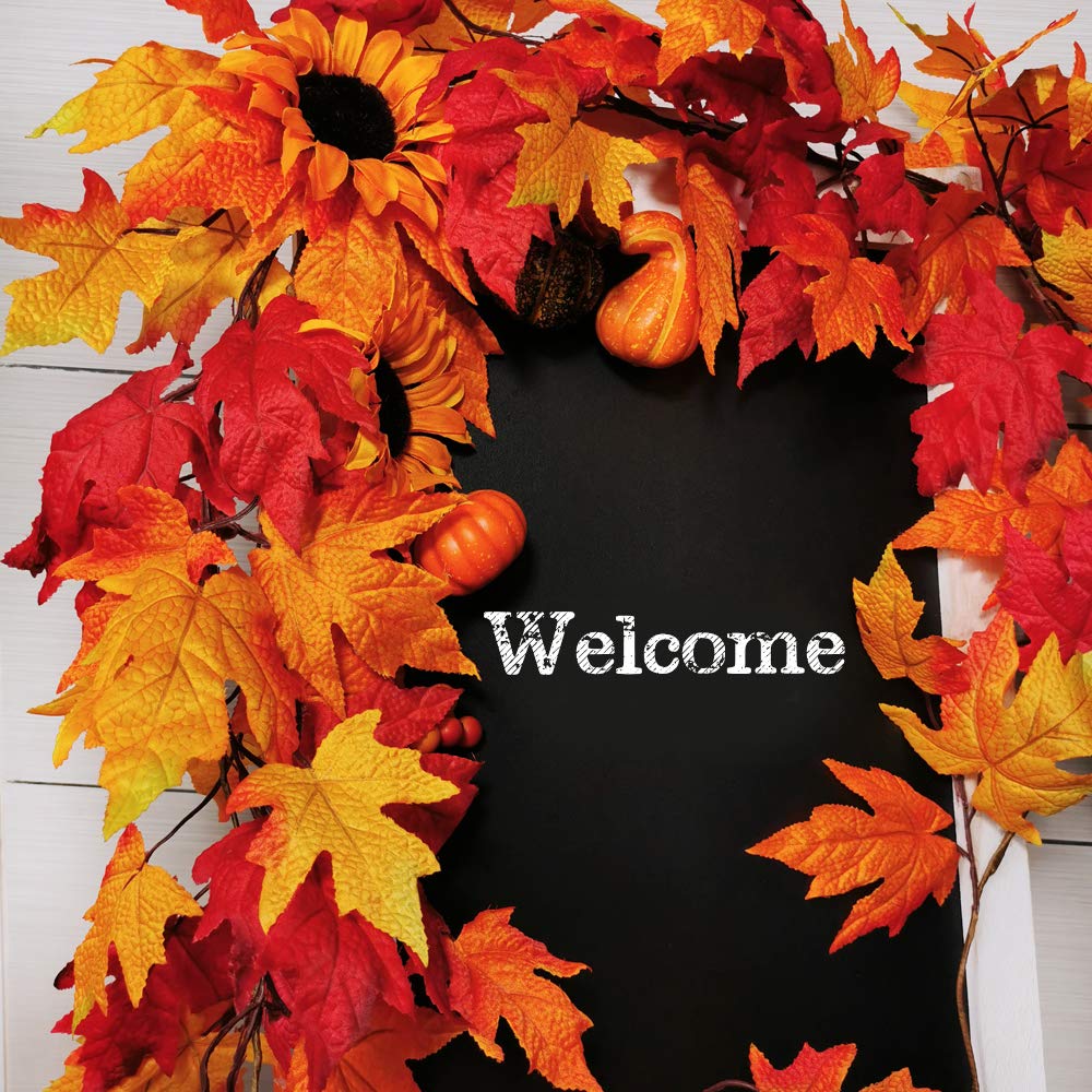 ZOCOYUU Herbst Girlande 2-tlg - Künstliche Ahornblätter 1,7m Weiß/Grün