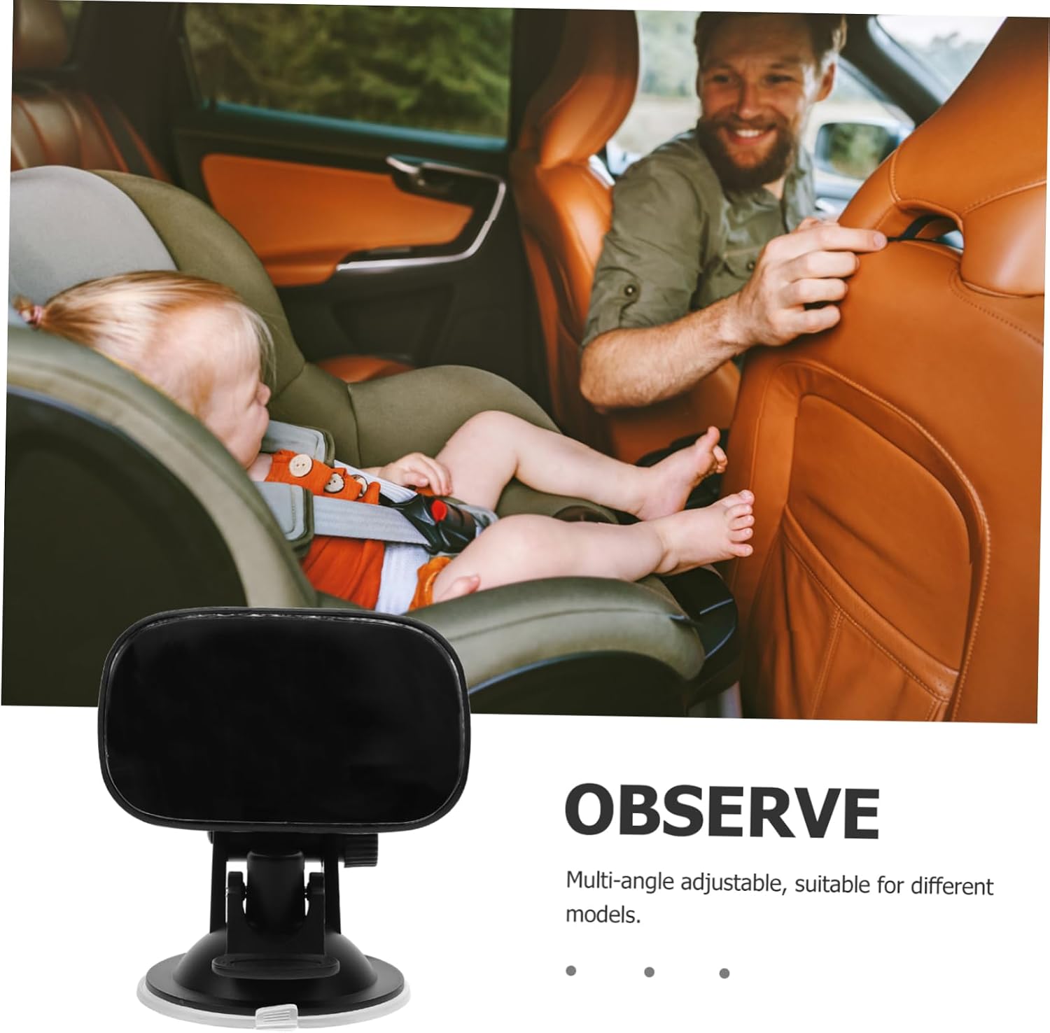 SOLUSTRE Suction Cup Car Mirror Rear Seat Mirror for Rear Facing Fixed Headrest