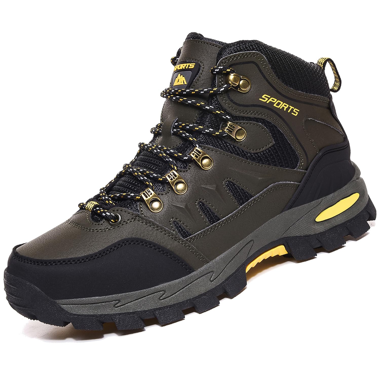 Scarpe da Trekking Uomo Donna Arrampicata Sportive Impermeabili Traspiranti Passeggiate Stivali per Antiscivolo Sportive All'aperto Scarpe da Escursionismo A22Verde Militare 45EU