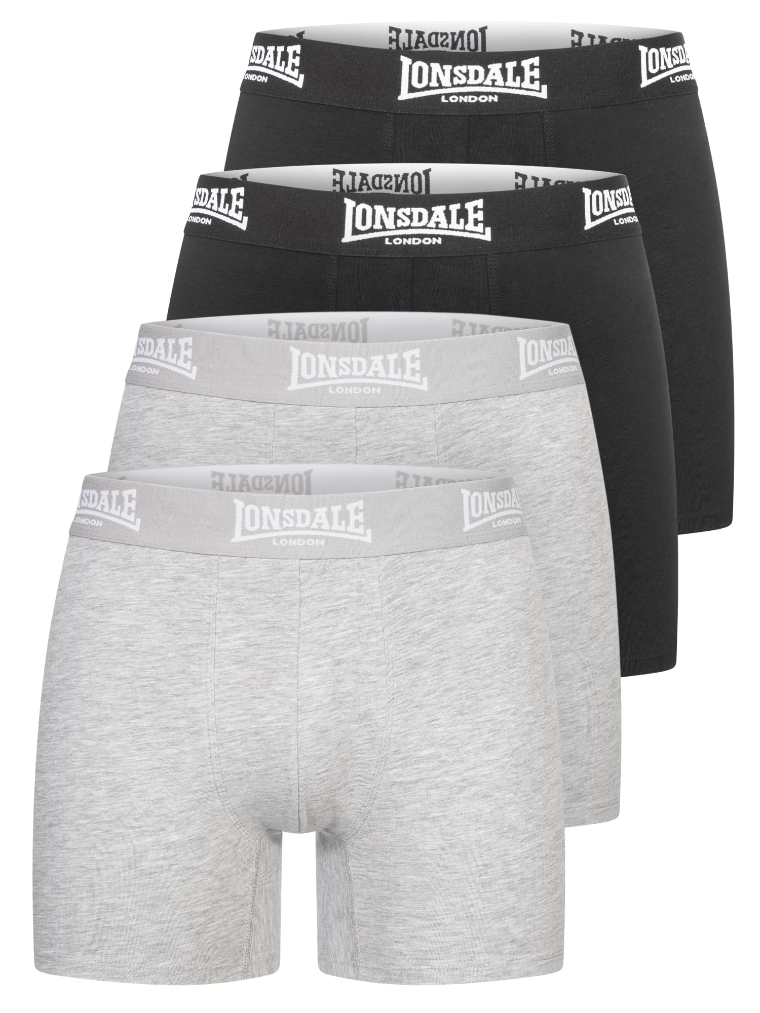 Lonsdale Men's Black/Marl Grey East Challow Boxer Shorts, Xxl
