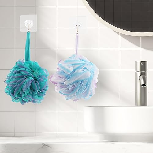 Miniatura 5 de Fu Store Esponjas de baño, esponjas de ducha, 2.16 onzas, bolas de malla, esponja para baño para hombres y mujeres, paquete de 4 esponjas de