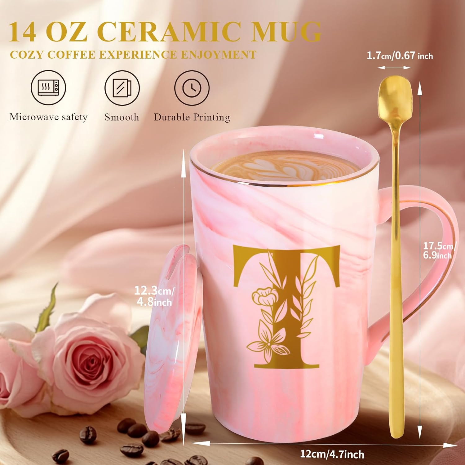 MNZZ Personalized Ceramic Coffee Mug with Lid Tea Cup Farewell Going Moving Away Leaving Goodbye Gifts for Women Men Coworker Teacher Friends Boss Neighbors Basic Training Job Promotion,T - Image 4