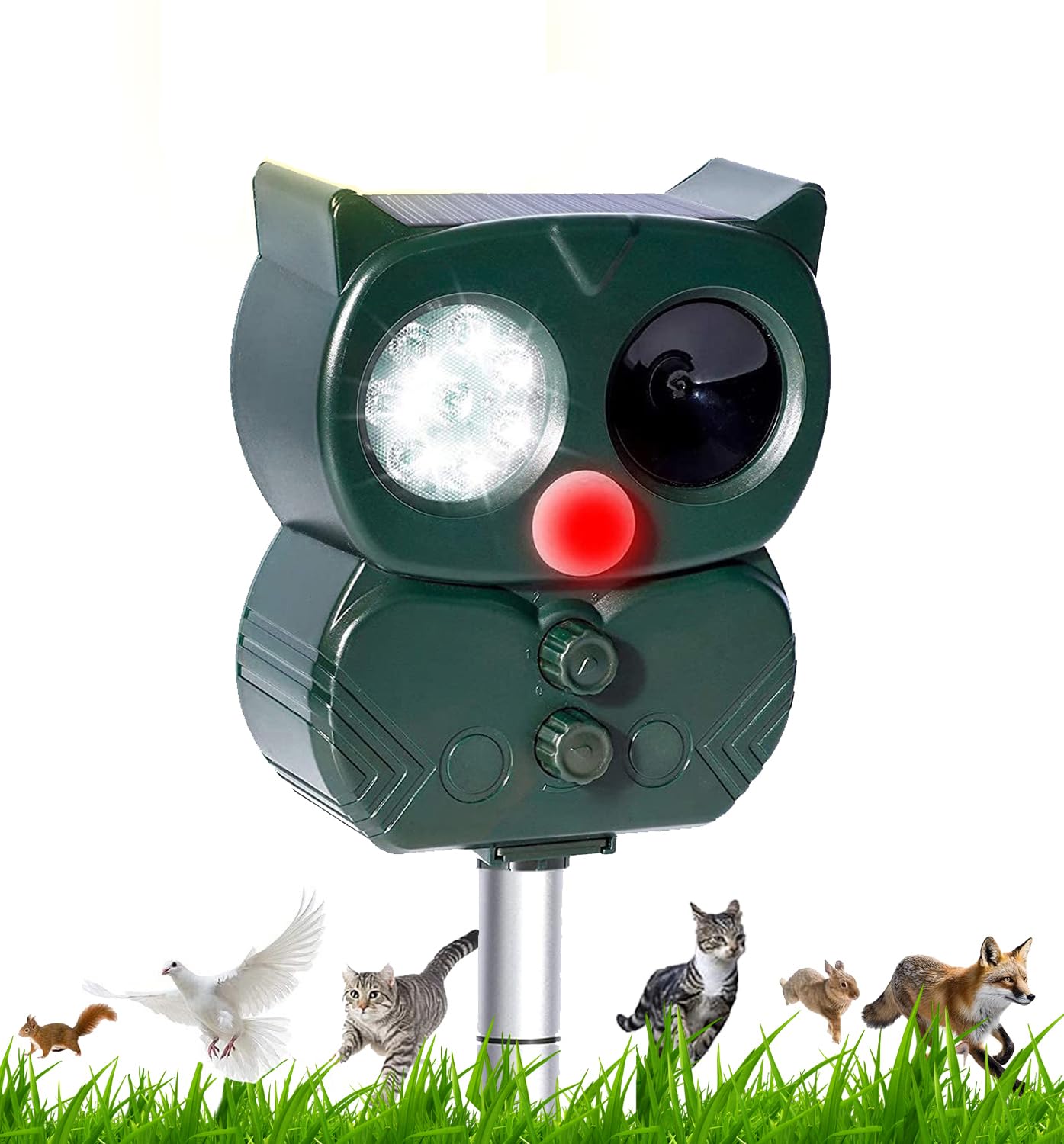 Ultrasonic Fox Deterrent For Gardens UK, Ultrasonic Cat Deterrent For Gardens UK, 5 Modes Cat Repellent with USB & Solar, IP65 Waterprooffor Squirrels Dogs Cats Foxes Birds Mole Repellent