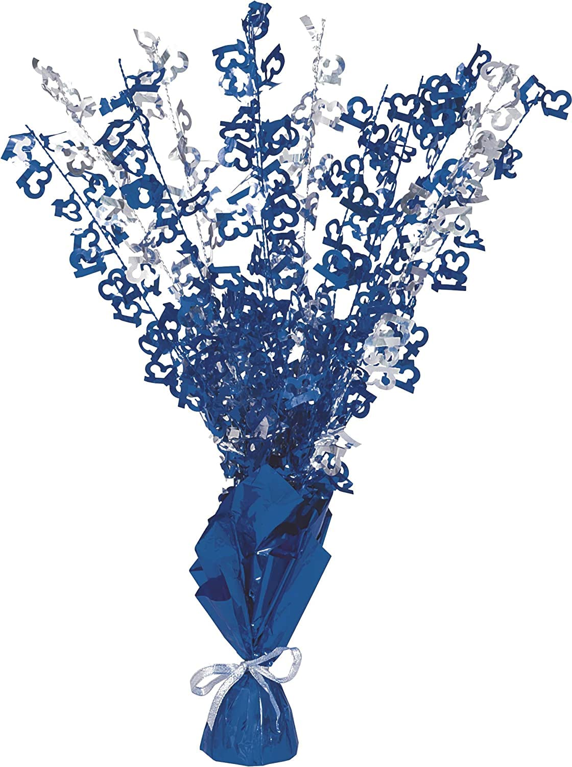 Party Buz WE VALUE YOUR TRUST Pink/Blue/Black Birthday Balloon Weight Spray Centrepiece - 43cm, (13th Blue & Silver)