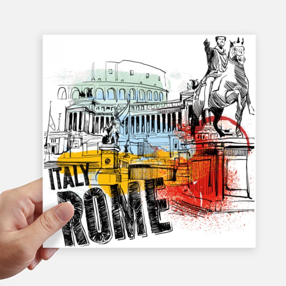 Autocollant Italie Rome paysage carré 20cm impression multicolore haute définition x4