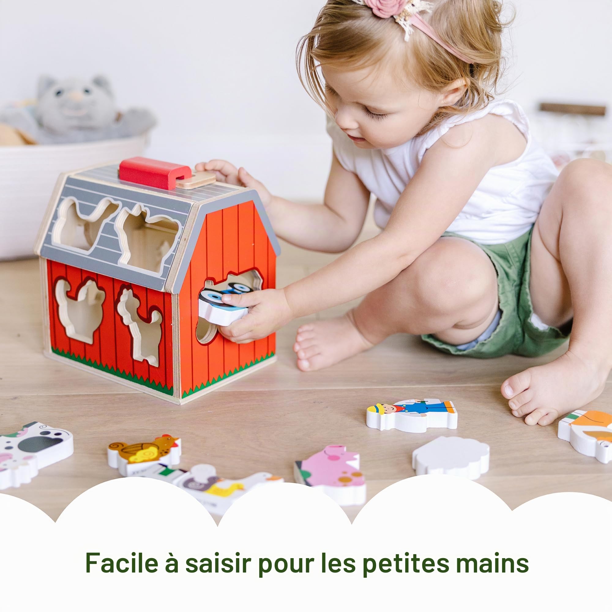 Melissa & Doug - Étable À Emporter 10 Pièces - Ferme Avec Poignée - Jouet Sensoriel En Bois - Jouet Montessori - Jeu D'Activité, De Développement Et D'Apprentissage - Cadeau Enfant 2 Ans Et +